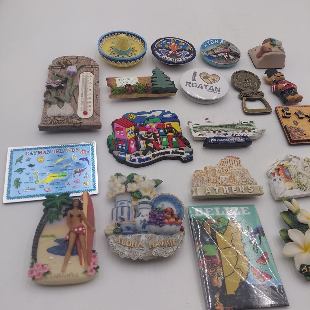 Lot Of 18 Vintage Assorted Souvenir Travel States Fridge Magnets Destinations